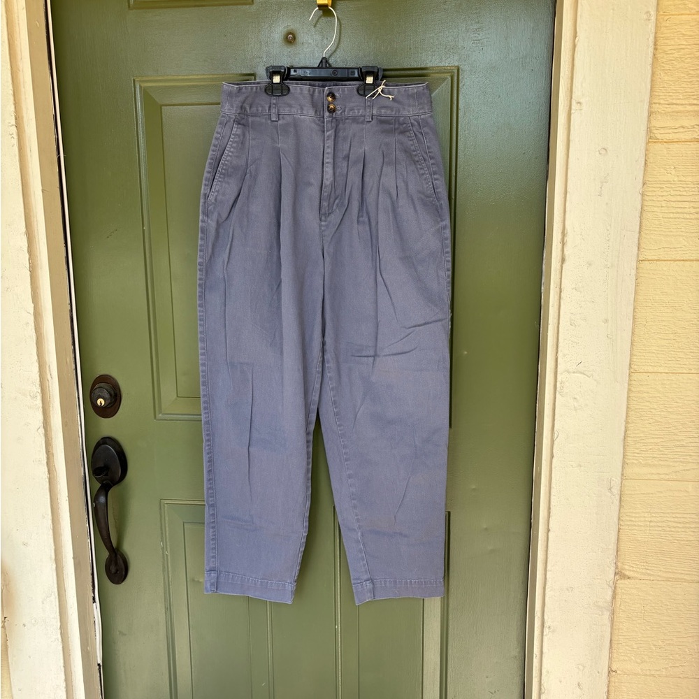 Madewell Pleated Taper Wide-Leg Pant 4 Blue